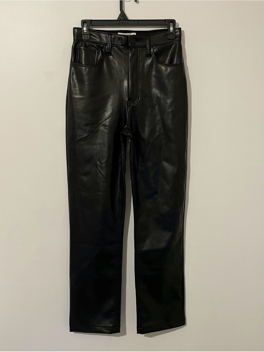 Abercrombie and Fitch 90's Straight Ultra High Rise Black Faux Leather Pants  26